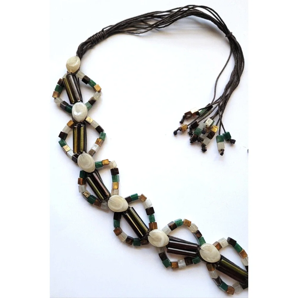 Vintage Boho Beaded Belt Multi Strand Coastal Cowgirl Festival L XL